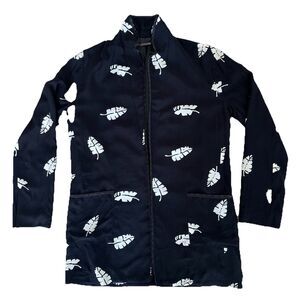Capulet Leaf Print Jacket XS Black White Botanical Lightweight Chic Boutique